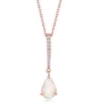 thumbnail image 1 of iJewelry2 Rose Gold Plated Sterling Silver Clear CZ Bar Hanging Pear-Shaped White Opal Pendant Necklace, 1 of 1