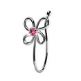 thumbnail image 1 of iJewelry2 Rose Round Crystal Sterling Silver Illusion Stud Flower Shaped Nose Lip Non-piercing Bone Ring Clip, 1 of 2