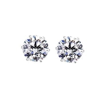 Round CZ Magnetic Stud Earrings – Stainless Steel, No Piercing, 5mm Clear Stone