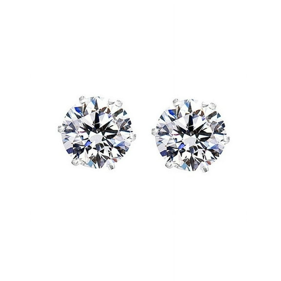 iJewelry2 Round Cut Clear CZ Stainless Steel Magnetic Stud Earrings