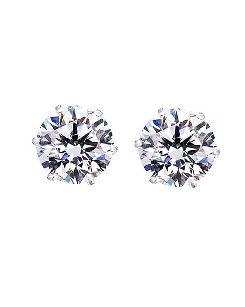 iJewelry2 Round Cut Clear CZ Stainless Steel Stud Earrings
