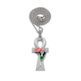 thumbnail image 1 of iJewelry2 Silver Tone ANKH Cross with Afro-Flag Colored Africa Continent and Fist Motif Rope Chain Pendant Necklace 24'', 1 of 3