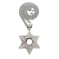 thumbnail image 1 of iJewelry2 Silver Tone Crystals Open Star of David Charm Pendant Stainless Steel Cuban Chain Necklace 30'', 1 of 3