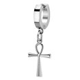 thumbnail image 1 of iJewelry2 Silver Tone Stainless Steel Dangling Egyptian Ankh Cross Helix Huggie Hoop Earring, 1 of 1