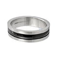 thumbnail image 1 of iJewelry2 Silver and Black-tone Stainless Steel Two Tones Wedding Band Ring, 1 of 1