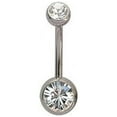 thumbnail image 1 of iJewelry2 Single Round Clear Crystal Silver-tone Stainless Steel Belly Button Piercing 14 Gauge, 1 of 1