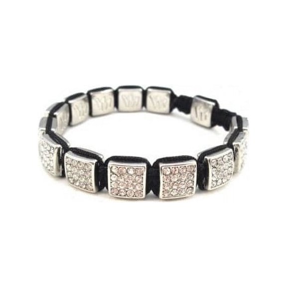 iJewelry2 Square Shape Clear Crystal Rhinestones Paved Unisex Charms Bracelet
