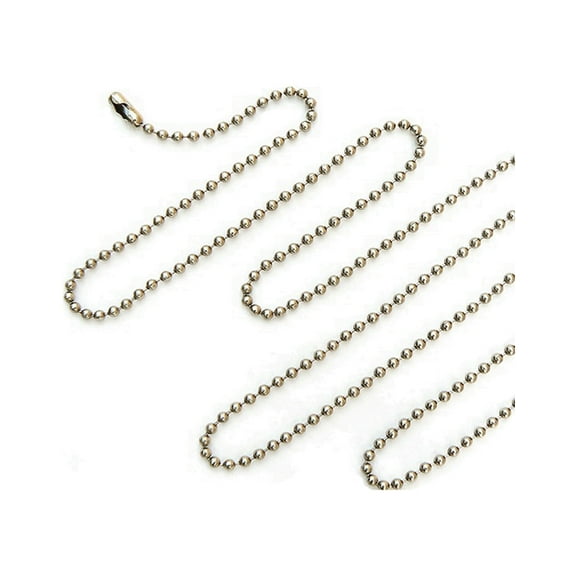 iJewelry2 Stainless Steel 2 mm Beaded Ball Chain Necklace 30"