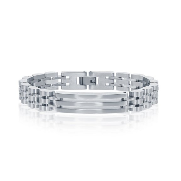 iJewelry2 Stainless Steel Lined ID Biker Linked Bracelet 8.5''