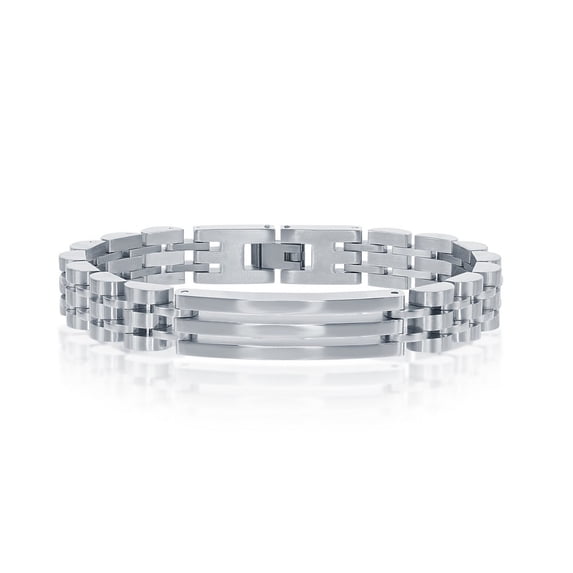 iJewelry2 Stainless Steel Lined ID Biker Linked Bracelet 8.5''