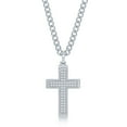 thumbnail image 1 of iJewelry2 Stainless Steel Polished Pave CZ Cross Pendant Curb Chain Necklace, 1 of 1