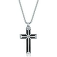thumbnail image 1 of iJewelry2 Stainless Steel and Black Carbon Fiber 3D Cross Pendant Box Chain Necklace, 1 of 1