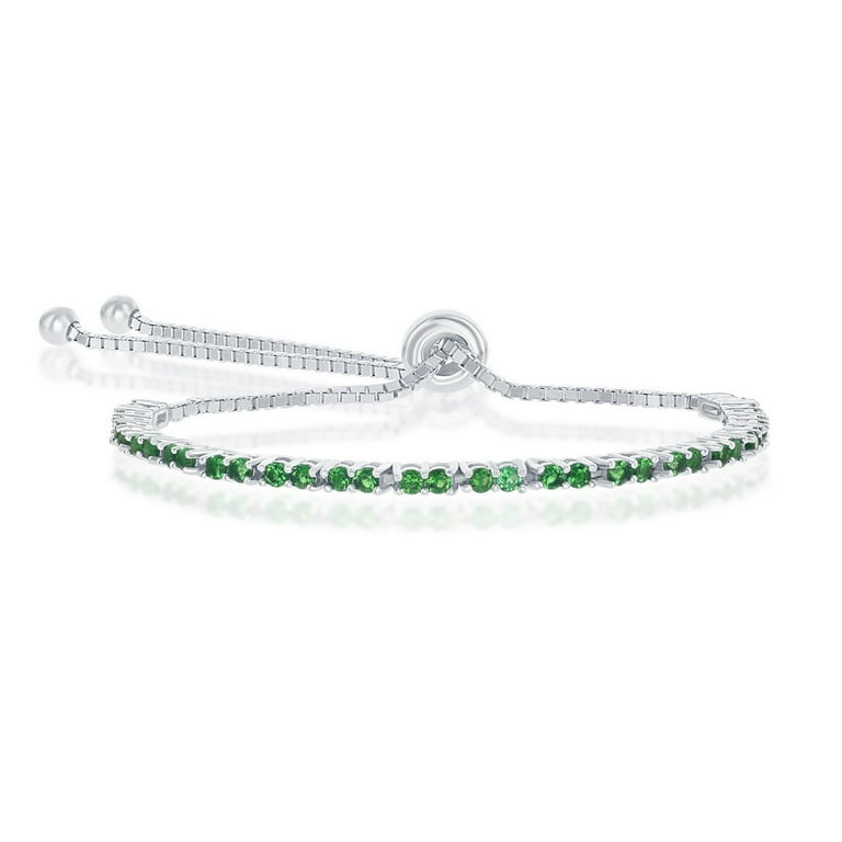 Sterling Silver Birthstone CZ Adjustable Bolo Bracelets Sterling Silver Birthstone CZ Adjustable Bolo Bracelets