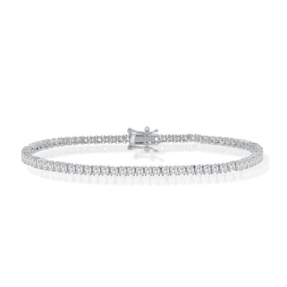 iJewelry2 Sterling Silver 3mm Princess-Cut Clear CZ Bridal Tennis Bracelet