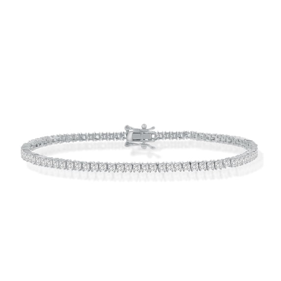 iJewelry2 Sterling Silver 3mm Princess-Cut Clear CZ Bridal Tennis Bracelet