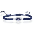 thumbnail image 1 of iJewelry2 Sterling Silver Blue Evil Eye Motif Clear CZ Adjustable Navy Blue Cord Macrame Bracelet 7'', 1 of 1