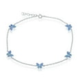 thumbnail image 1 of iJewelry2 Sterling Silver Blue Inlay Opal Butterfly Charms Anklet 9''+1'', 1 of 2