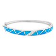 thumbnail image 1 of iJewelry2 Sterling Silver Blue Inlay Opal with Clear CZ Bangle Bracelet, 1 of 4