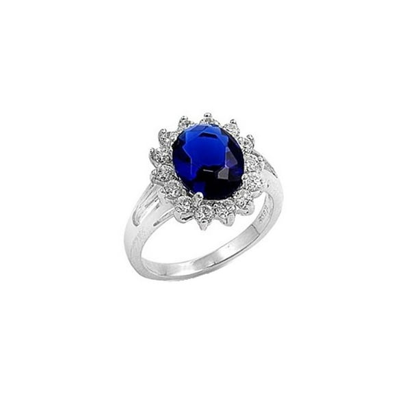 iJewelry2 Sterling Silver Blue and Clear CZ Royalty Engagement Band Ring