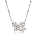 thumbnail image 1 of iJewelry2 Sterling Silver Clear CZ Butterfly Pendant with Small Polished Butterfly Beaded Chain Necklace 19'', 1 of 7