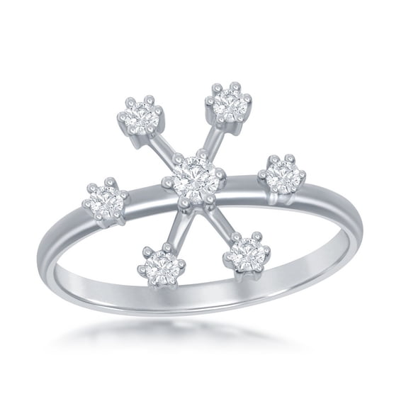 iJewelry2 Sterling Silver Clear CZ Snowflake Cocktail Ring Size 8