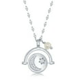 thumbnail image 1 of iJewelry2 Sterling Silver Crescent Moon and Star CZ Shape Spinning Disc with FWP Flat Mirror Chain Necklace, 1 of 1