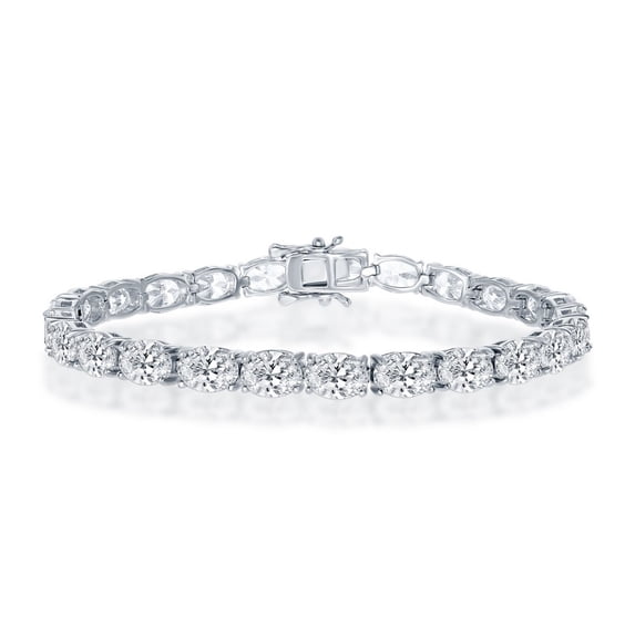 iJewelry2 Sterling Silver Dazzling 7x5mm Oval CZ Bridal Tennis Bracelet