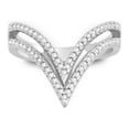 thumbnail image 1 of iJewelry2 Sterling Silver Double V Clear CZ Designer Open Ring Size 7, 1 of 9