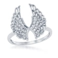 thumbnail image 1 of iJewelry2 Sterling Silver Double Wings Shape Clear CZ Open Ring Size 8, 1 of 8