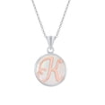 thumbnail image 1 of iJewelry2 Sterling Silver MOP Round Pendant with Rose Gold Script Initial Letter K Chain Necklace 18'', 1 of 1