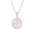 thumbnail image 1 of iJewelry2 Sterling Silver MOP Round Pendant with Rose Gold Script Initial Letter T Chain Necklace 18'', 1 of 1
