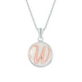 thumbnail image 1 of iJewelry2 Sterling Silver MOP Round Pendant with Rose Gold Script Initial Letter W Chain Necklace 18'', 1 of 1