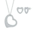 thumbnail image 1 of iJewelry2 Sterling Silver Micro Pave CZ Heart Shape Necklace and Earrings Set, 1 of 5