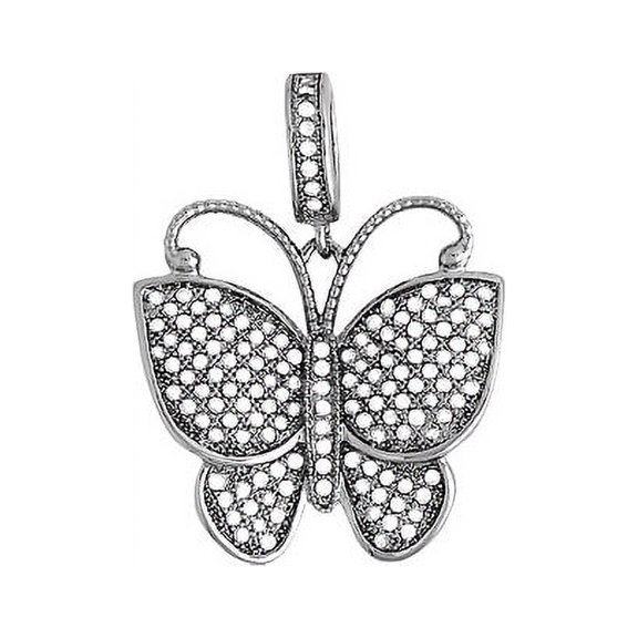 iJewelry2 Sterling Silver Micro Pave Clear CZ Designer Butterfly Pendant