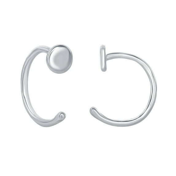 iJewelry2 Sterling Silver Open Mini Disc Hoop Cuff Earrings