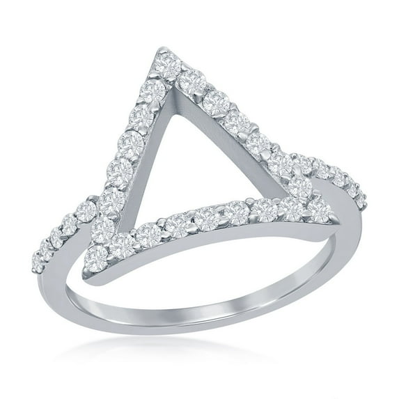 iJewelry2 Sterling Silver Open Triangle CZ Ring Size 6