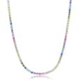 thumbnail image 1 of iJewelry2 Sterling Silver Rainbow Multicolor 3mm Round CZ Chain Necklace 18'', 1 of 2