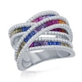 thumbnail image 1 of iJewelry2 Sterling Silver Rainbow Multicolor Baguette and Clear Round CZ Double X Band Ring Size 8, 1 of 3