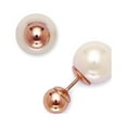thumbnail image 1 of iJewelry2 Sterling Silver Rose Gold Plated 6mm Bead with 10mm White Pearl Front Back Stud Earrings, 1 of 7