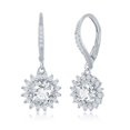 thumbnail image 1 of iJewelry2 Sterling Silver Round Halo CZ Bridal Rose Flower Dangling Earrings, 1 of 8