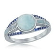 thumbnail image 1 of iJewelry2 Sterling Silver Round Larimar Shank Sapphire CZ Open Ring Size 9, 1 of 9