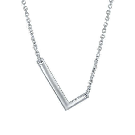 iJewelry2 Sterling Silver Sideways Letter L Initial Pendant Chain Necklace 18''