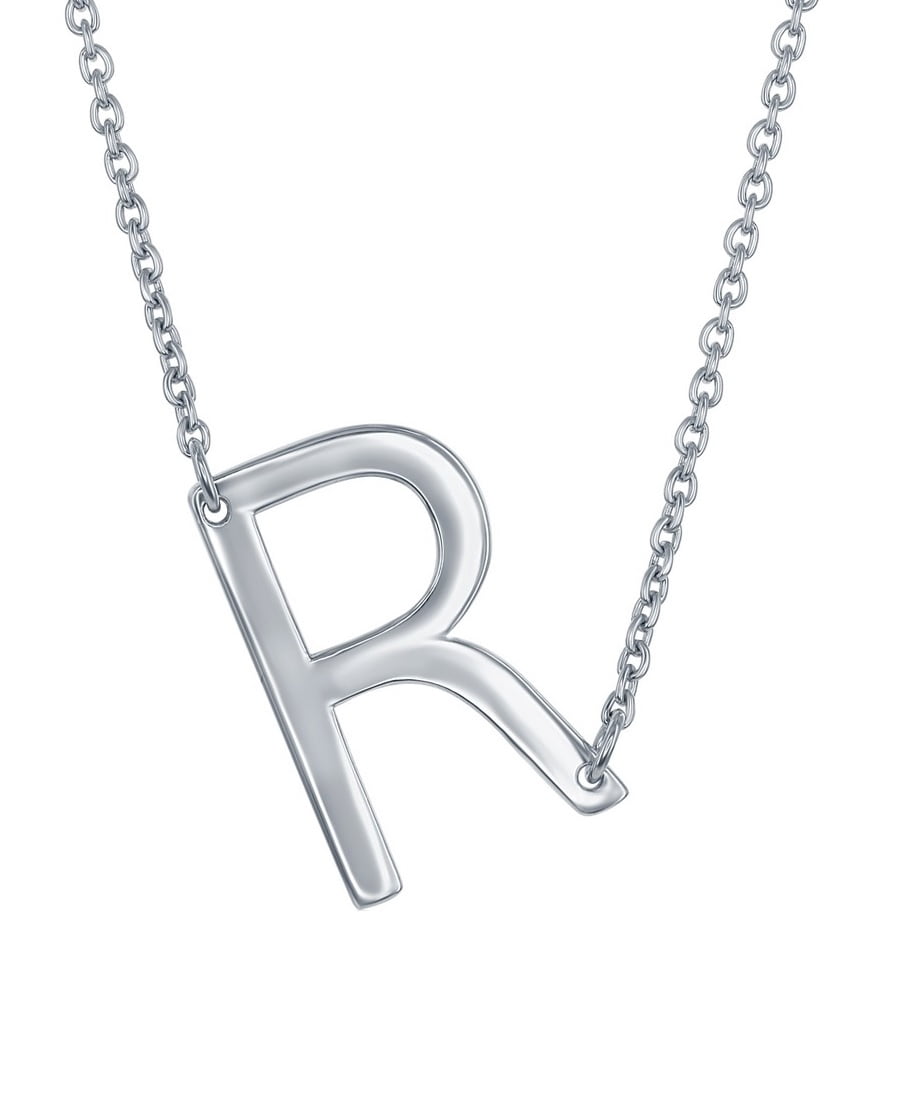 iJewelry2 Sterling Silver Sideways Letter R Initial Pendant Chain ...