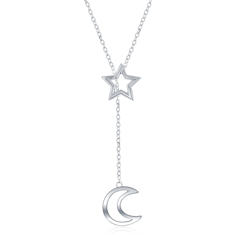 iJewelry2 Sterling Silver Star with Hanging Crescent Moon Pendant ...