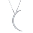 thumbnail image 1 of iJewelry2 Sterling Silver Thin Clear CZ Designer Crescent Moon Pendant Necklace, 1 of 7