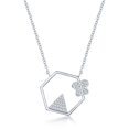 thumbnail image 1 of iJewelry2 Sterling Silver Triangle and Butterfly Micro Pave CZ Hexagon Shaped Pendant Necklace 18'', 1 of 5