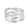 thumbnail image 1 of iJewelry2 Sterling Silver Triple Row Clear CZ Open Ring Size 6, 1 of 5
