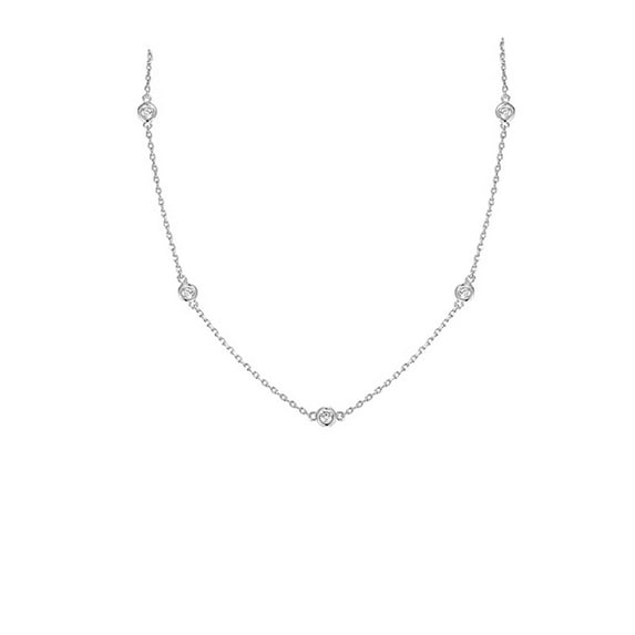 iJewelry2 Sterling Silver by the Yard Chain Cubic Zirconia Rolo Necklace