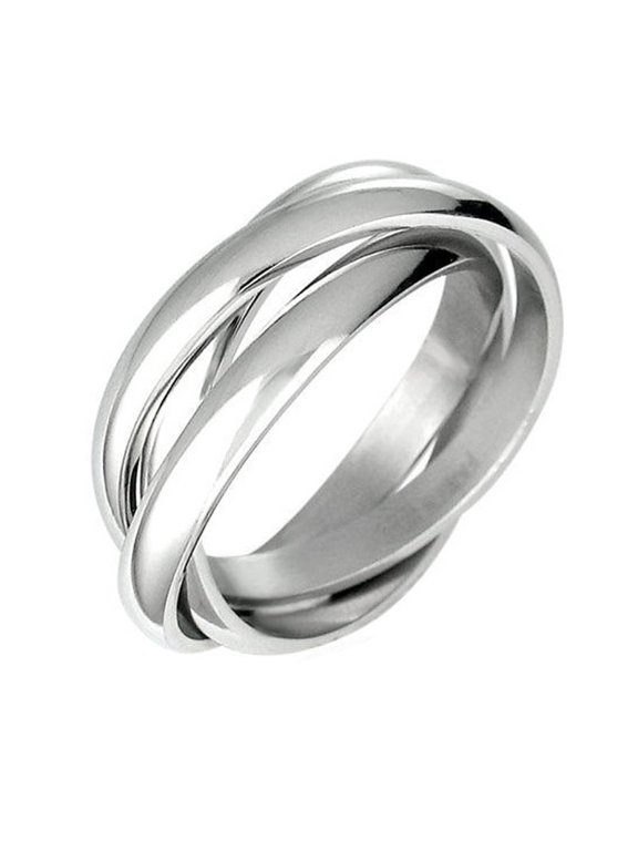 Triple Rolling Russian Wedding Rings Bands in Stainless Steel