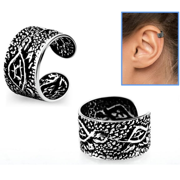iJewelry2 Turtles Design Sterling Silver Helix Ear Cuff Clip-on Ring